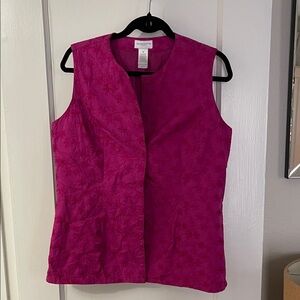 Liz Claiborne embroidered Vibrant magenta Pink Sleeveless vest Top